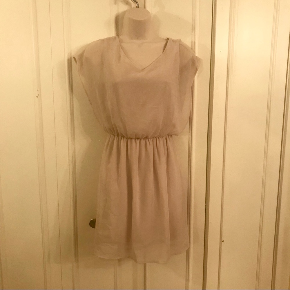 Cream/beige dress with gathered waist